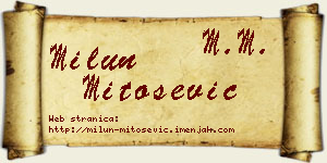 Milun Mitošević vizit kartica